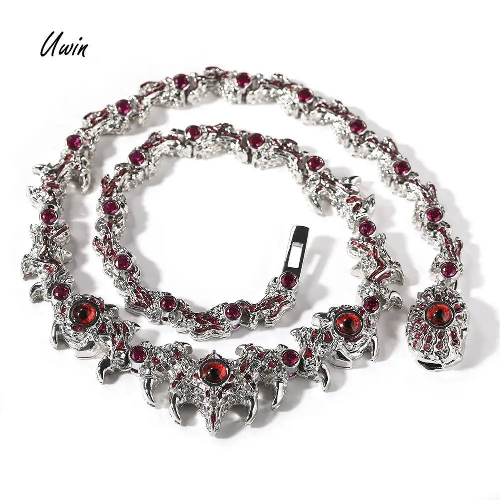 New Fashion Jewelry Evil Eye Jewelry Luxury Red Cz High Quality Men Necklace Hip Hop Jewelry Eye Necklace