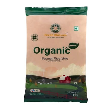 Organic Basmati Rice White - 1 Kg ( Pack of 1) I Green Blossom I Unpolished (Weight - 1kg) by green blossom agritech ventures private limited