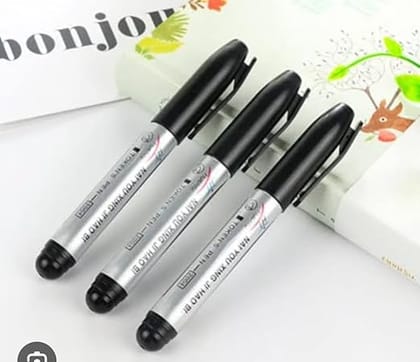 ADISON Black Markers, Multi Pack, Dark Black Colour, Smooth Nib, Refillable, MULTI PACK BLACK COLOUR, SMOOTH FINISH AND FINE NIB PACK OF 5
