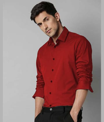 Eviqe Cotton Blend Regular Fit Solids Full Sleeves Men's Casual Shirt - Red ( Pack of 1 )