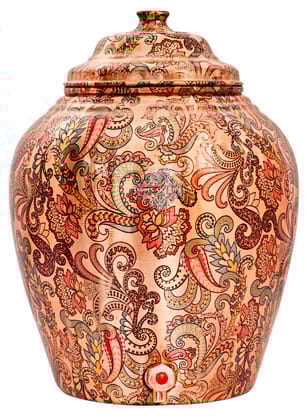 Handmade Pure Copper Designer Light Peach Water Pot 13 Ltr.-13Ltr