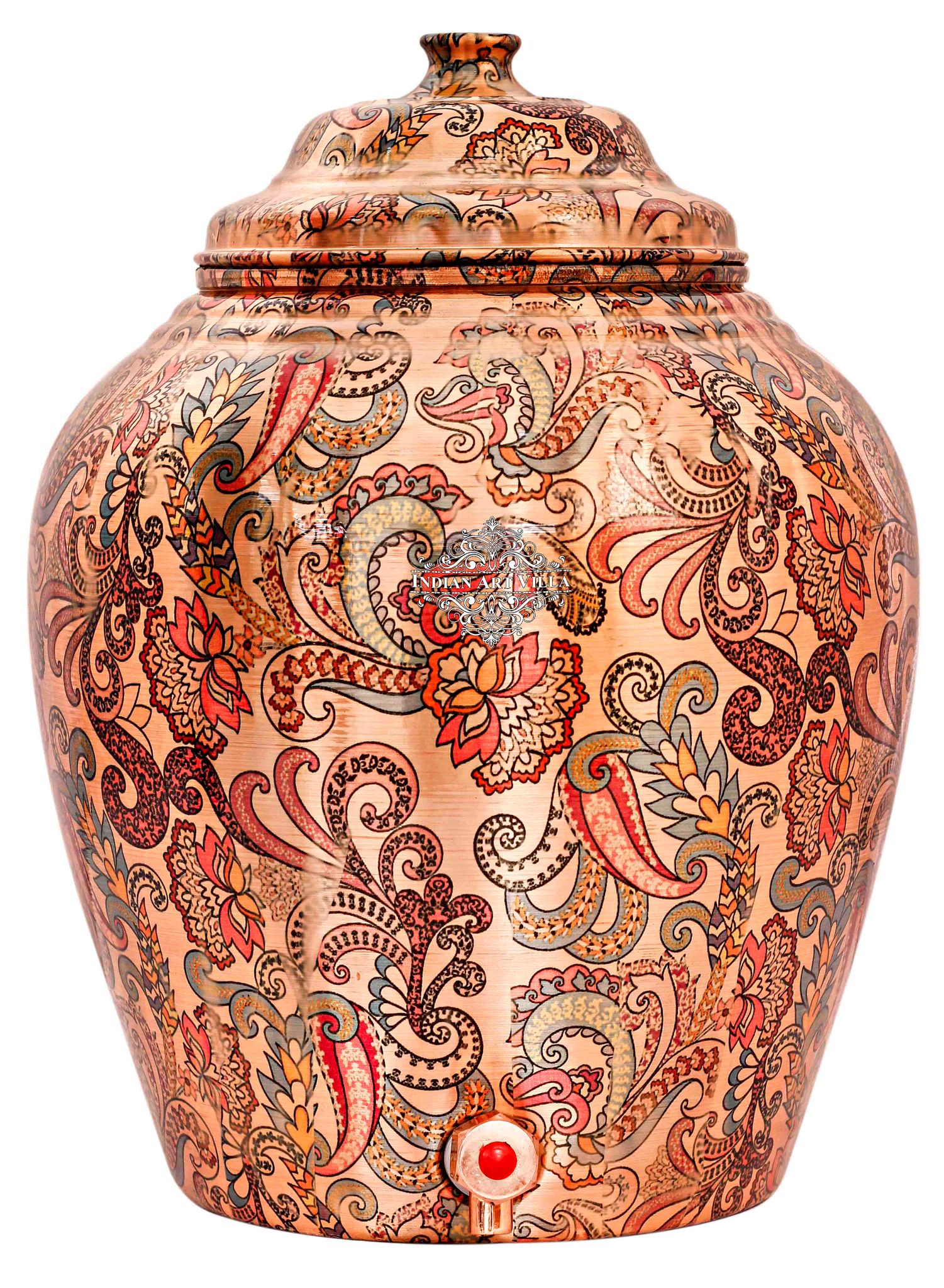 Handmade Pure Copper Designer Light Peach Water Pot 13 Ltr.-13Ltr