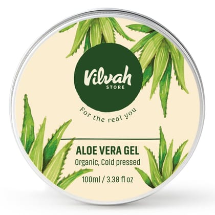 Vilvah Store Aloe Vera Gel with 99% Pure Natural Aloe Vera for Face, Styling Gel for Hair, Skin Moisturizer, Hydrates and Soothes with Vitamin E and No Paraben, 100g (Pack of 2) Vilvah Store Aloe Vera Gel with 99% Pure Natural Aloe Vera for Face, Styling