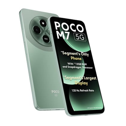 Poco M7 5G Mint Green 6GB RAM|128GB ROM|SD4 Gen2 Processor|6.88" HD+ Display|50MP Camera|8MP Front Camera|5160 mAh Battery Mint Green / 6+128