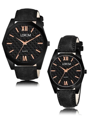 Black 3D embossed Dial Analog Watch for Lovely Couple LR81-LR328