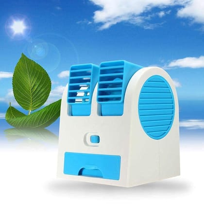 Portable Small Plastic Air Conditioner Water Cooler Mini Fan and Dual Bladeless for Use in Car/Home/Office Multicolor