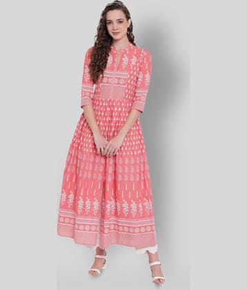 Divena - Pink Cotton Women's Flared Kurti ( Pack of 1 )
