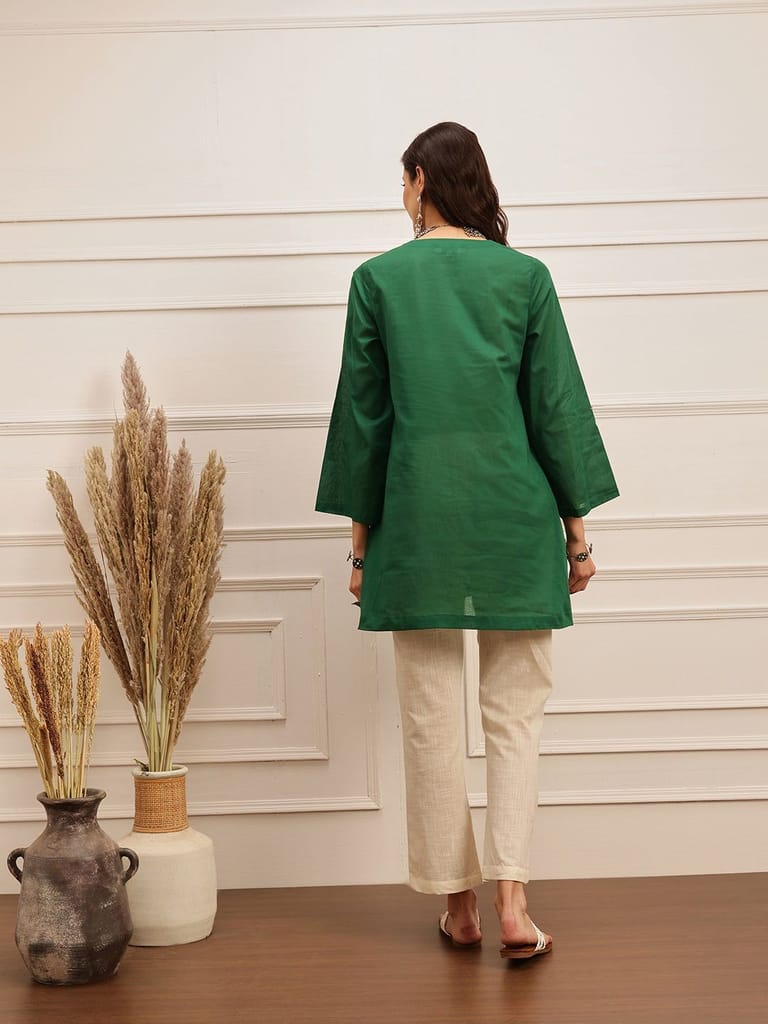 Emerald Charm Mirror Work Kurta