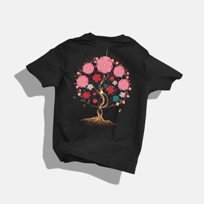 hayath qalb movie malayalam inspired  - Round Neck Drop Shoulder Graphic Printed Oversized Cotton T-shirt-S / Black