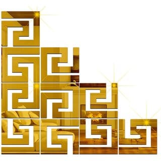 Grahak Trend 10 Wall Geometric Golden 3D Acrylic wall Sticker.