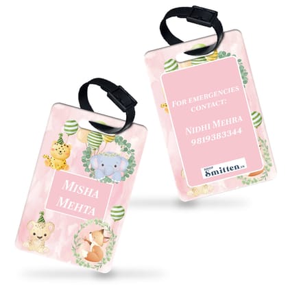 Safari Soiree Bag Tag (kids)-Pink Watercolor