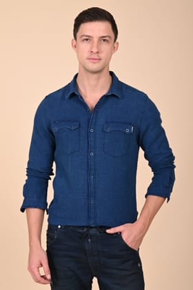 Arianna - Indigo Dobby Shirt - Dk Blue-S-38 / DK BLUE
