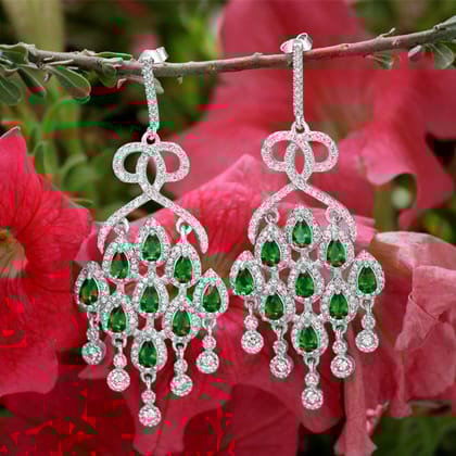 Mermaid Drop Danglers with Green Stones