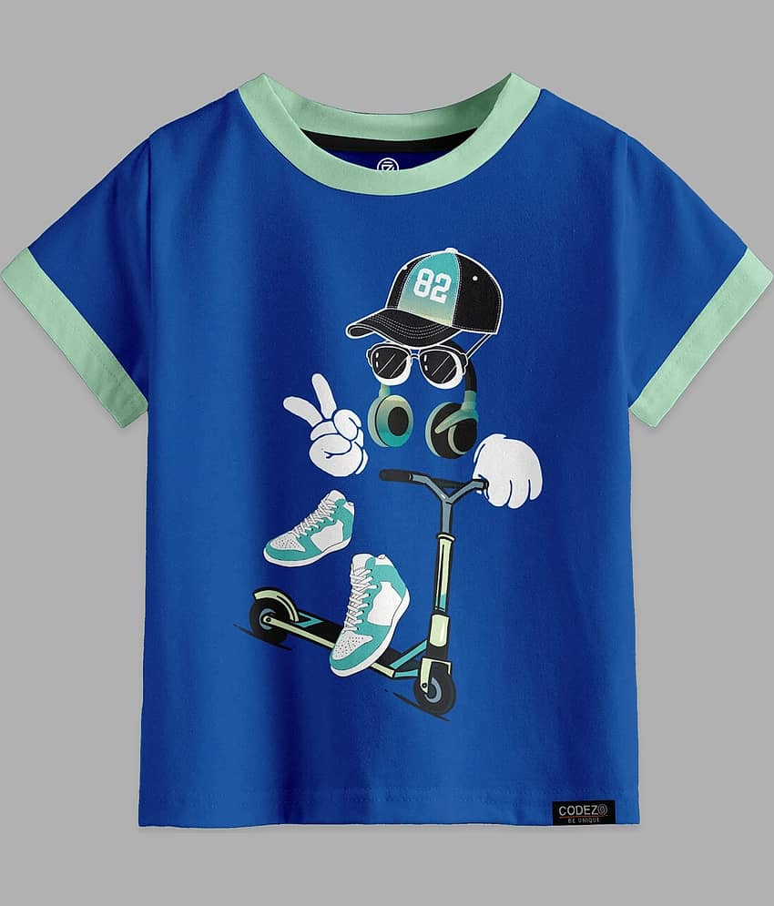 CODEZ Pack of 1 Boys Cotton Blend T-Shirt ( Blue )