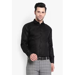 Baleshwar Men Black Solid Regular Fit Casual Shirt
