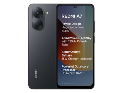 Redmi A7 4G Smartphone, 3GB RAM, 64GB Storage  - Black