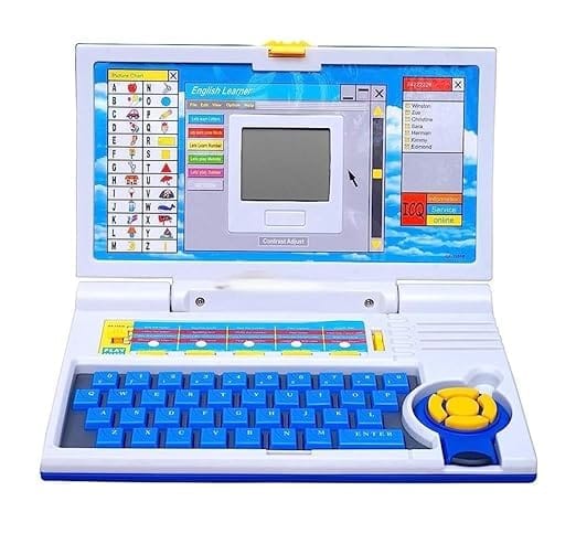 Educational Laptop Computer Toy with Mouse for Kids Above 3 Years - 20 Fun Activity Learning Machine, Now Learn Letter, Words, Games, Mathematics, Music, Logic, Memory Tool - Blue_assorted colour