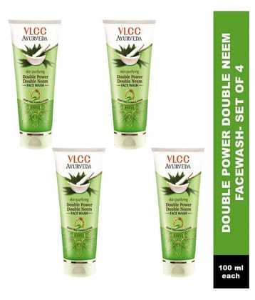 VLCC Ayurveda Skin Purifying Double Power Double Neem Face Wash, 100 ml (Pack of 4)