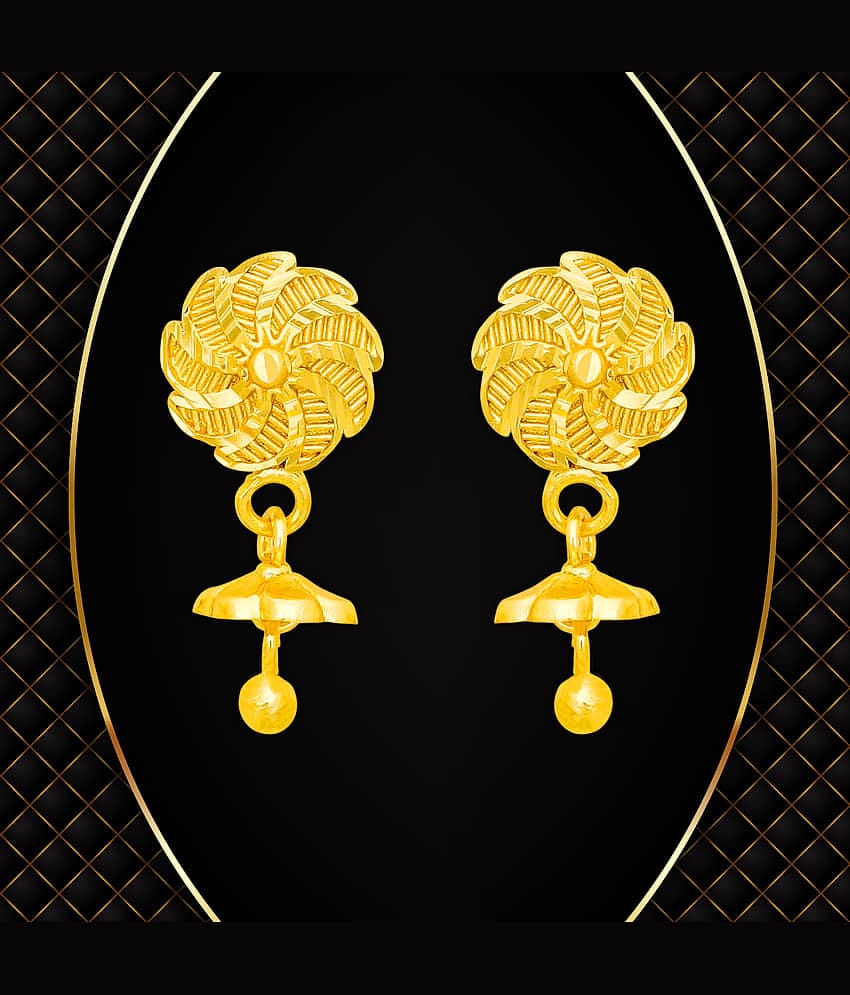 LUV FASHION Golden Stud Earrings ( Pack of 1 )