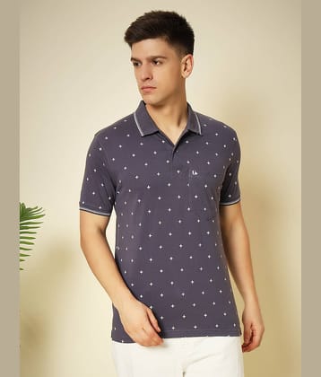 UNIBERRY Pack of 1 Cotton Blend Regular Fit Printed Half Sleeves Men's Polo T Shirt ( Purple )