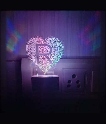 DIONA Night Lamp R Alphabet Heart Shape Birthday, Valentine, Anniversary Gift