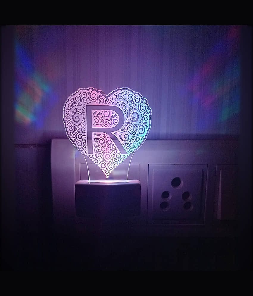 DIONA Night Lamp R Alphabet Heart Shape Birthday, Valentine, Anniversary Gift