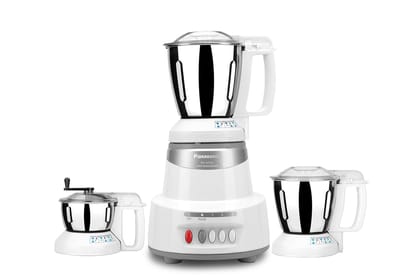 Panasonic MX-AV325 Mixer Grinder 1500W (Max Motor Lock Wattage) 3 Jars|Heavy Duty Motor|Stainless Steel Jars|Double Safety Locking System|3 Speed Control|5 Years Motor Warranty| Silver Panasonic MX-AV325 Mixer Grinder 1500W (Max Motor Lock Wattage) 3 Jar
