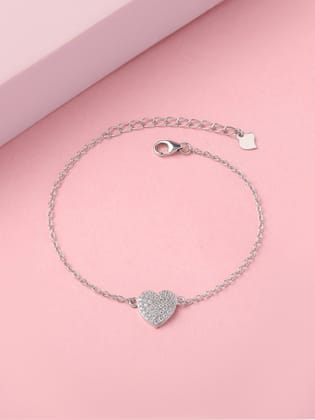Sparkles Heart Design Silver Bracelet