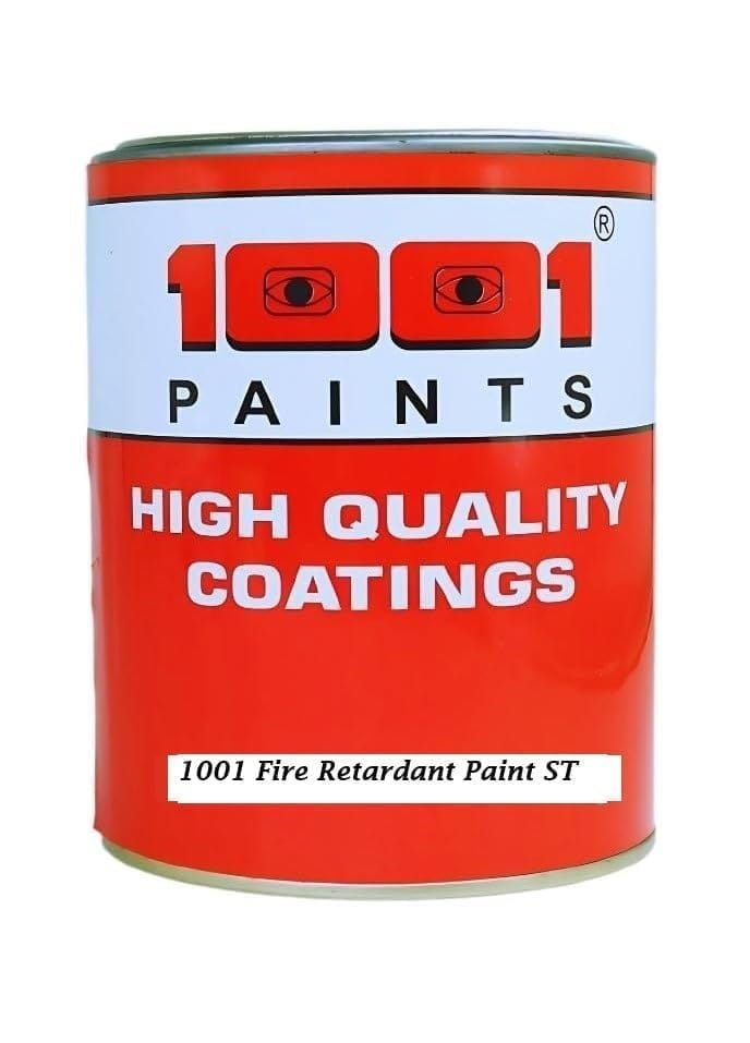 1001 Paints Fire Retardant Paint ST, Fire Resistant Coatings White, 30 45 Min Fire Resistance | For Metal, Mild Steel, Wood & Electrical Ducts | Heat-Resistant Protective Coating -1 Ltr