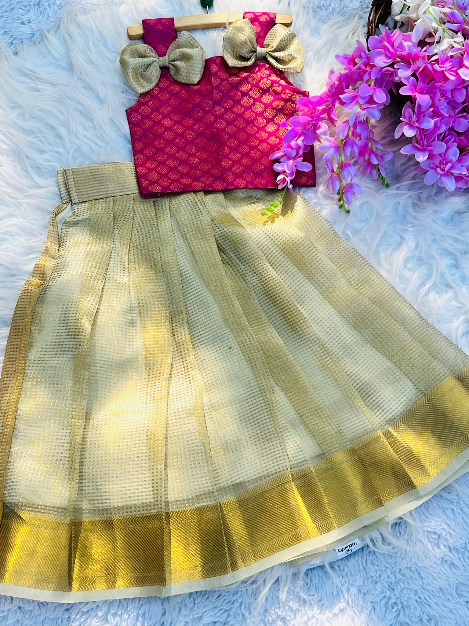Inspired By Nayantara Kids Lahenga Choli-Gold / 1 Year