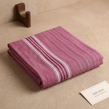 Cotton Striped Mauve Full Size Towel