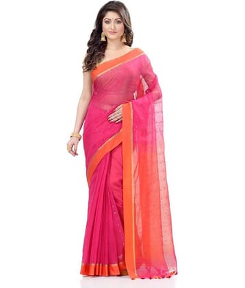 Desh Bidesh Cotton Printed Saree With Unstitched Blouse Piece ( Pink )