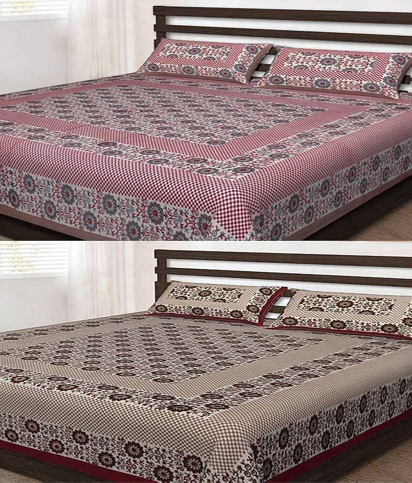Uniqchoice Cotton Double Bedsheet ( Multi )