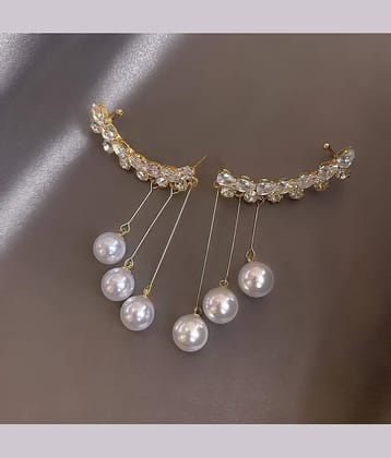 FASHION FRILL Golden Drop Earrings ( Pack of 2 )