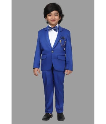 DKGF Fashion Boys Polyester 3 Piece Suit ( Blue , Pack of 1 )