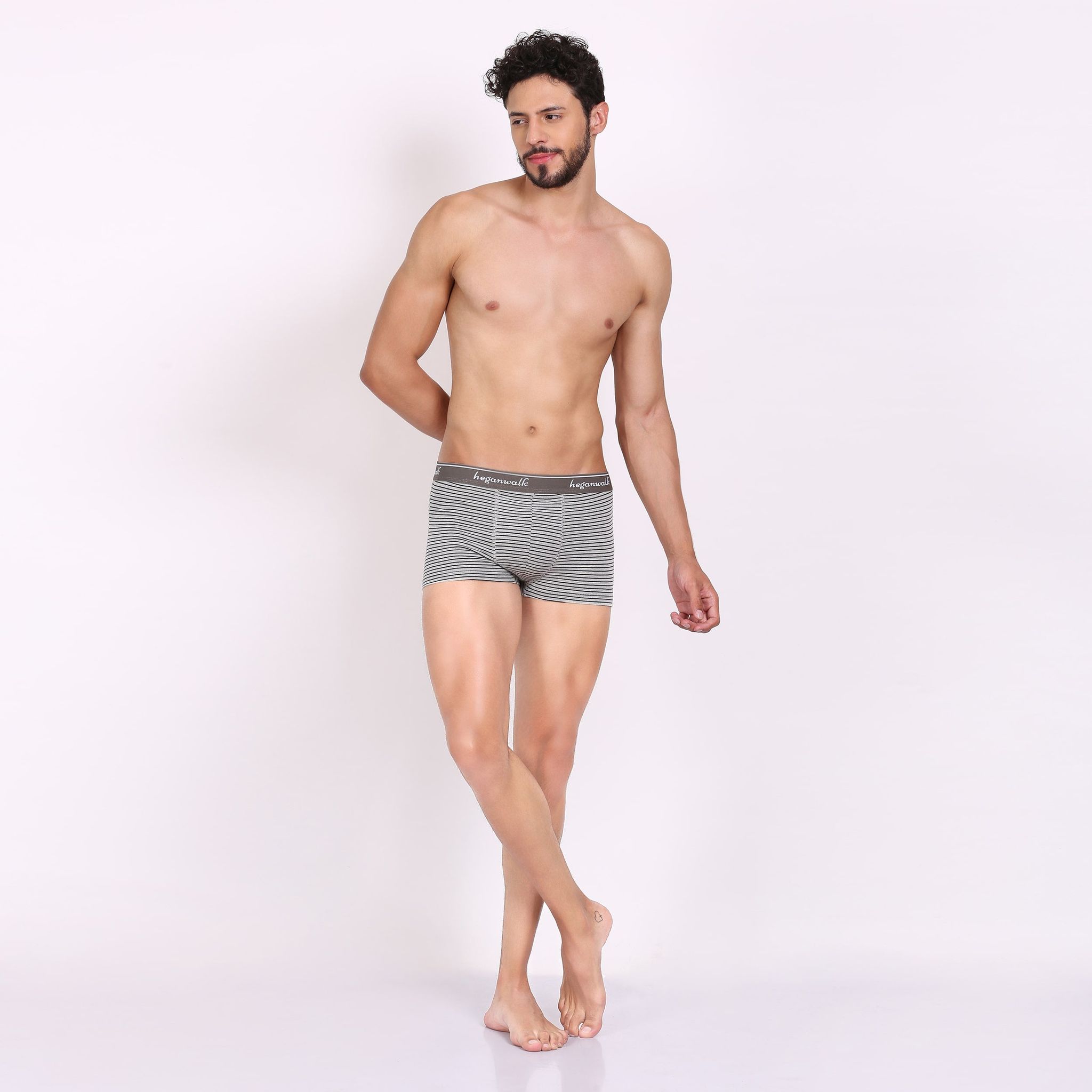 X-BOLD Printed Soft Trunks- Grey/Black Strips