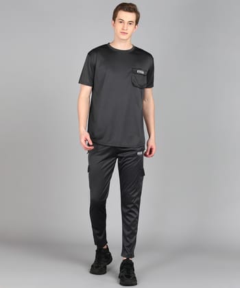 Preen Men's Solid T-shirt and Lower Set-M / Dark Grey