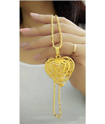 Darshini Designs Gold Plated Heart shape pendant with chain for girls and women