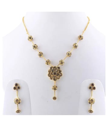 Silver Shine Alloy Golden Contemporary/Fashion Necklaces Set Contemporary - Golden