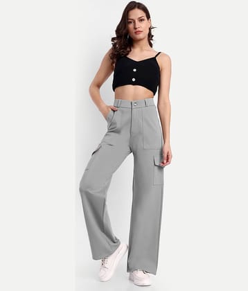 Broadstar Pack of 1 Rayon Straight Women's Cargo Pants ( Light Grey )