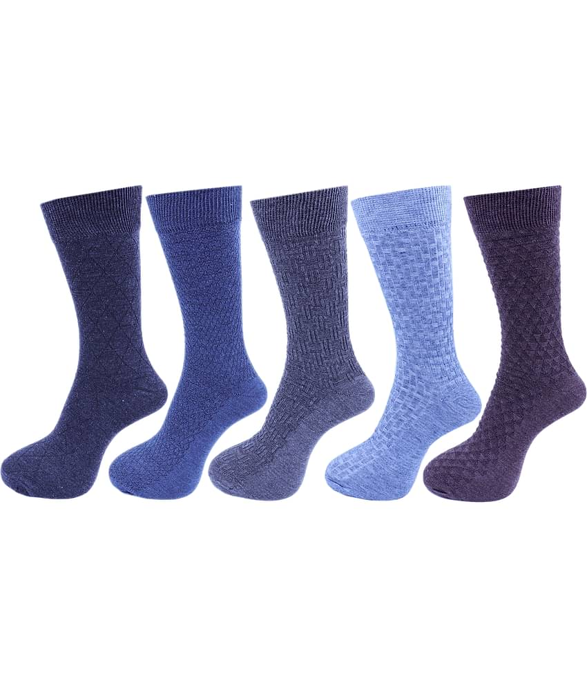 RC. ROYAL CLASS - Woollen Men's Self Design Multicolor Mid Length Socks ( Pack of 5 )