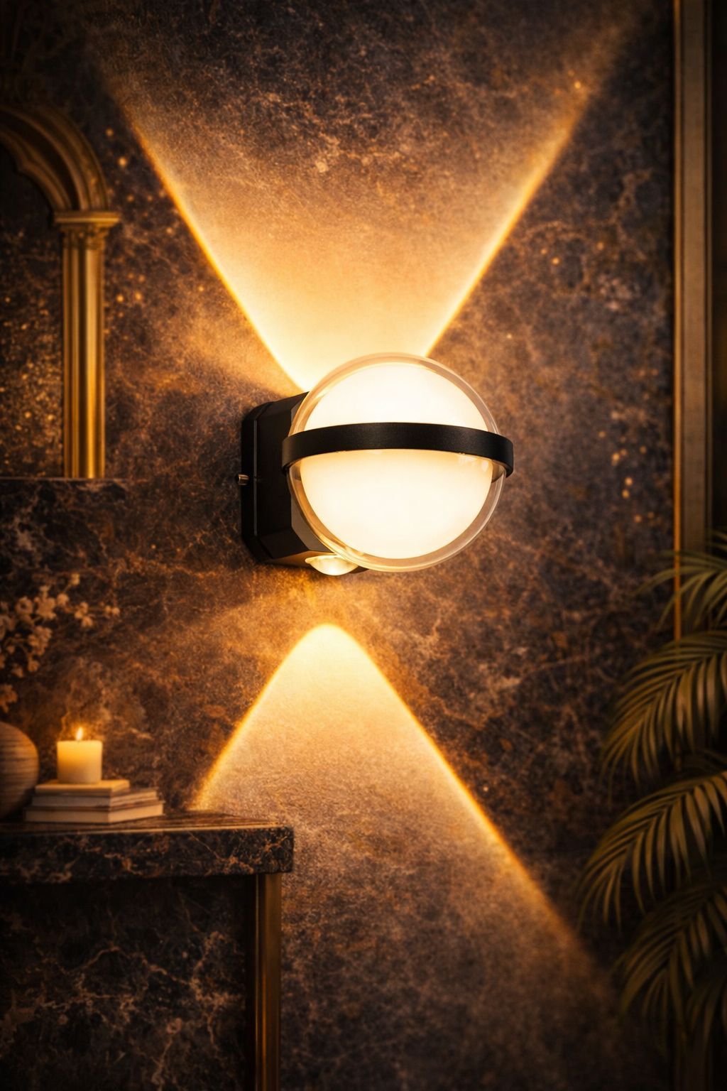 SPARKWORLD LX-777 Globe LED Wall Light | Dual Beam Modern Decorative Lamp for Home & Outdoor Use Warm White | Size: 13X8 cm