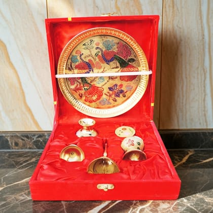 Brass Puja Thali Set With Valvet Box (BMAS297 B)