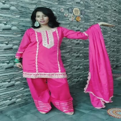 farsi salwar with designer embroided kurta with dupatta  size XL