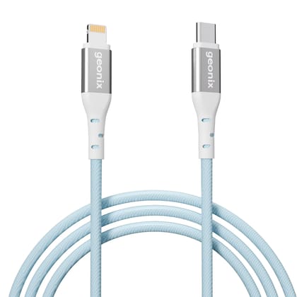 Geonix eForce I13 27W Type C to 8 pin Fast Charging Cable, 1.2m cable lenght USB-C Data Sync Cord compatible with iPhone, iPad, MacBook, iMac, AirPods, Apple MFi (light Blue)
