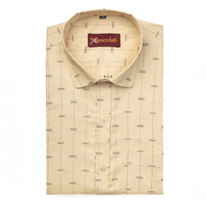 Yellow Color Lining Butta Cotton Shirts-M (38 Inch) (98 CM) / Full