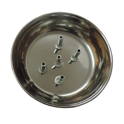 MAYAPURI Stainless Steel Agarbatti Stand with Plate | 5 Incense Sticks Holder Dhoop Dani (1)