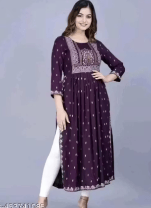 Stylish and Beautiful latest trending Nayara cut Kurti(Purple) Stylish and Beautiful latest trending Nayara cut Kurti(Purple)