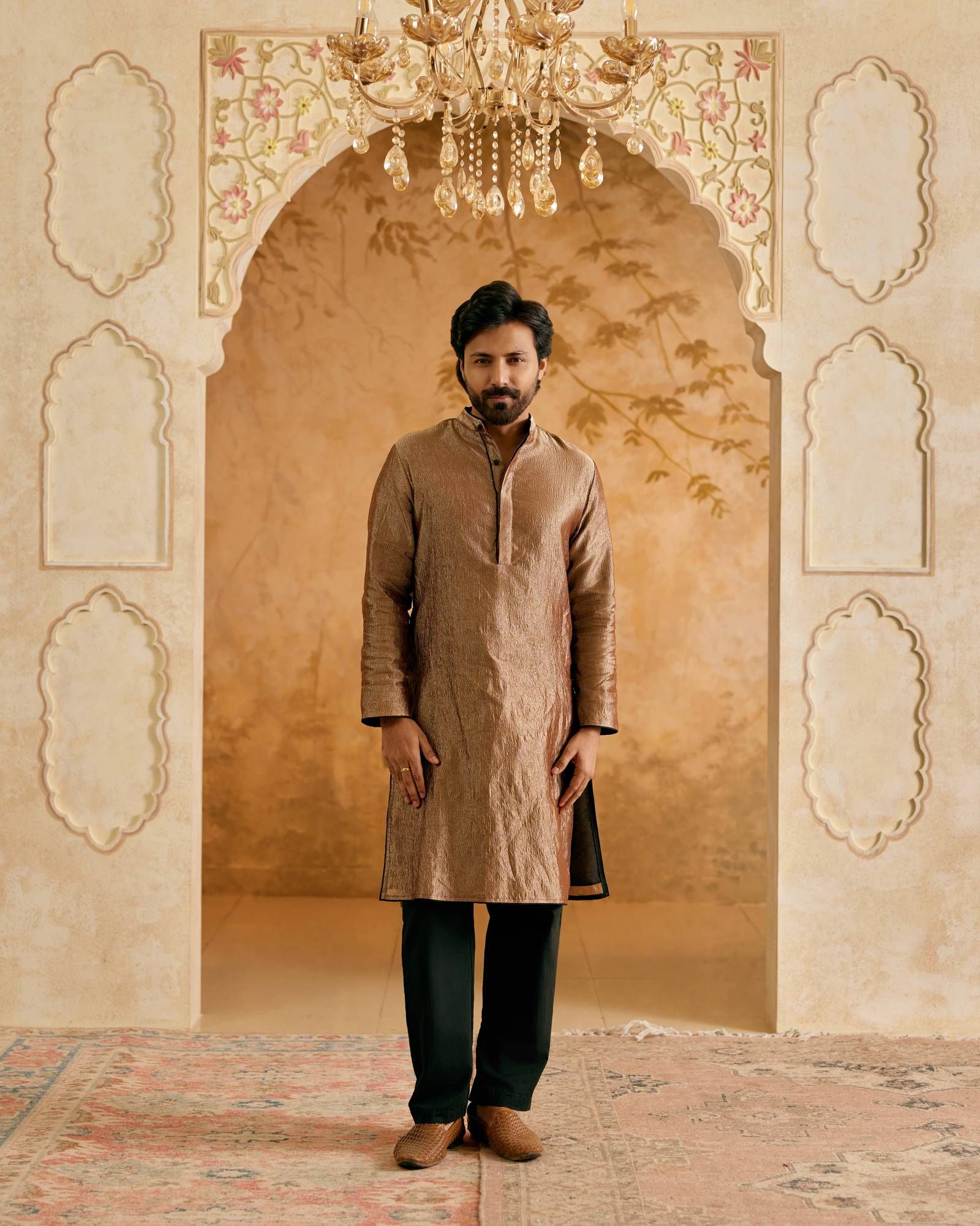 Bronze Crush Tissue Kurta-XXS / Bronze