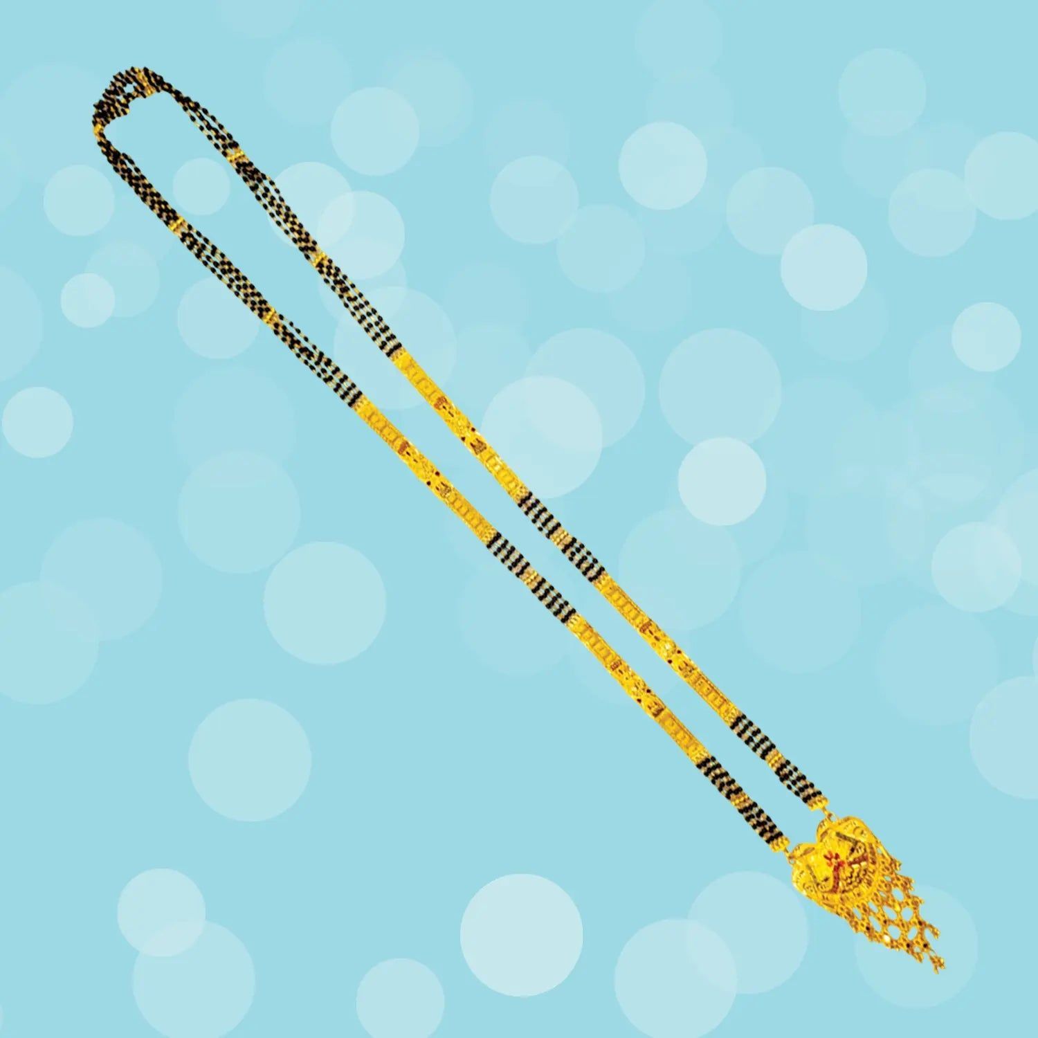 One gram gold  Mangalsutra for Everyday Wear with Black Beads Stones